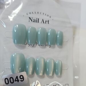 New #0049 Elegant‎ Seafoam Green Press-On Nails + Adhesive Pads Size S